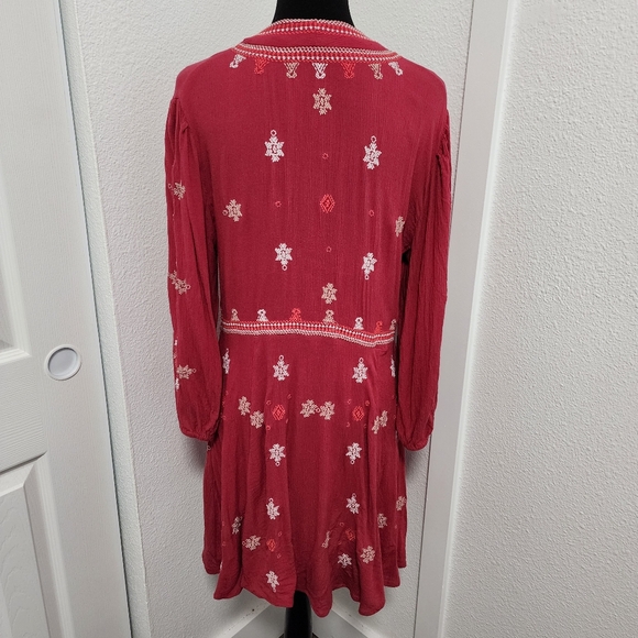 Free People Red Embroidered Stargazer Tunic Dress - Picture 5 of 9